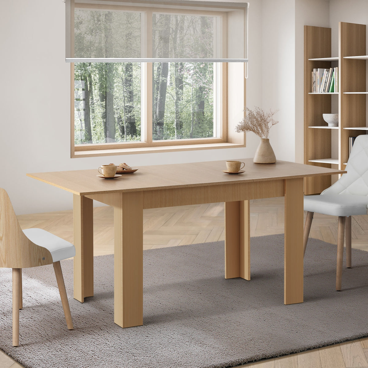 Oikiture Extendable Dining Table 160 cm - Beige