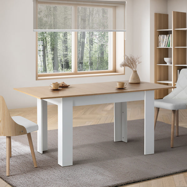 Oikiture Dining Table White & Wood