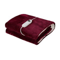 Bedra Bedding Sherpa Heated Electric Throw Rug - White - Flannel Burgundy
