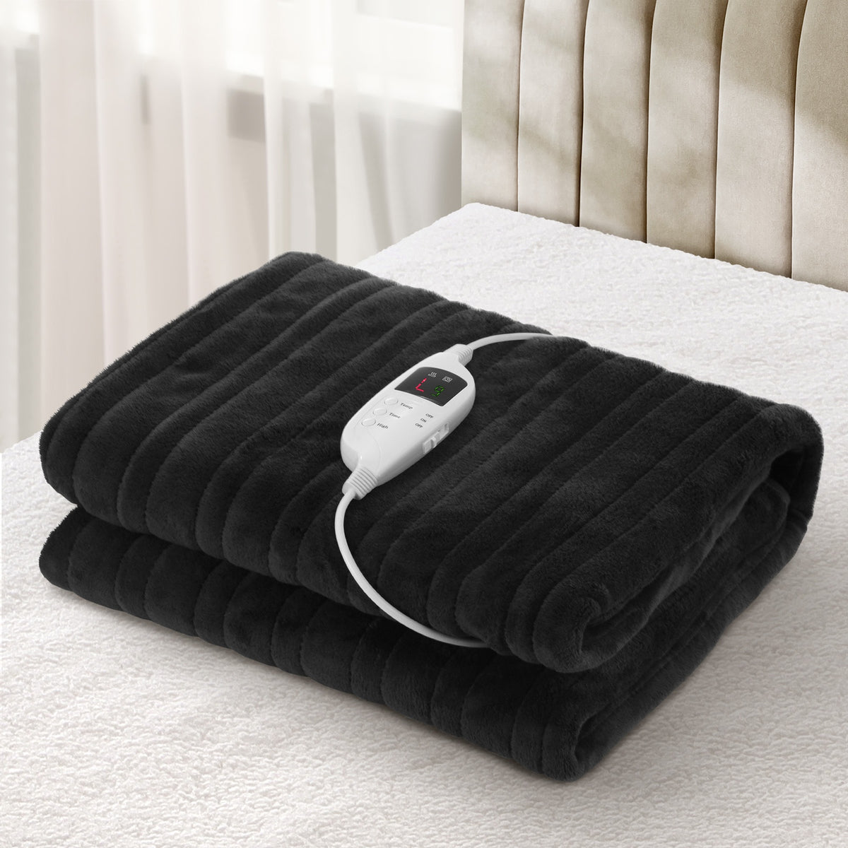 Bedra Bedding Electric Flannel Throw Rug - Black Flannel