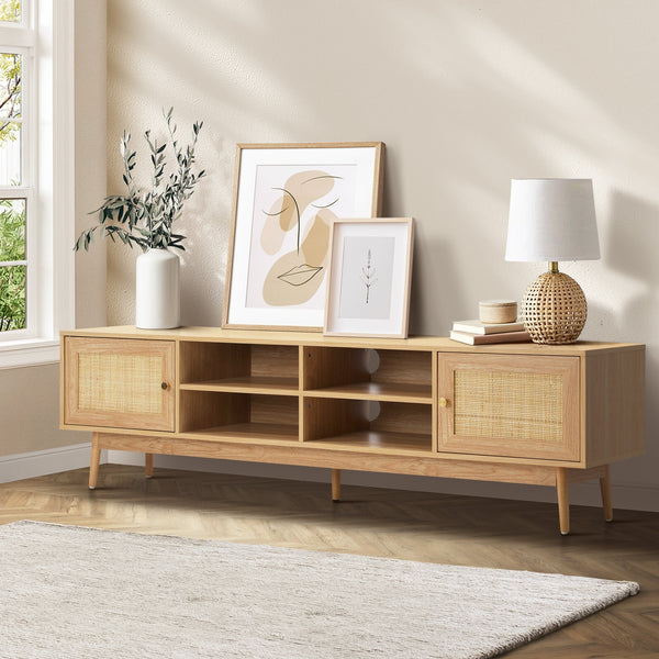 Oikiture Rattan 180cm Entertainment Unit TV