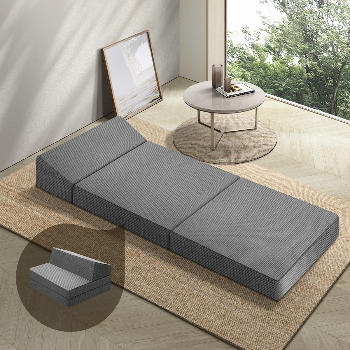 Bedra Corduroy Tri-Fold Folding Mattress Single