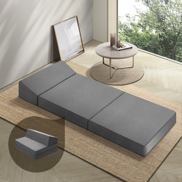 Bedra Single Size Folding Mattress with Pillow - Grey