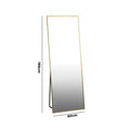 Oikiture Full Length Floor Mirror Rectangle 166x60cm Gold - product image 4
