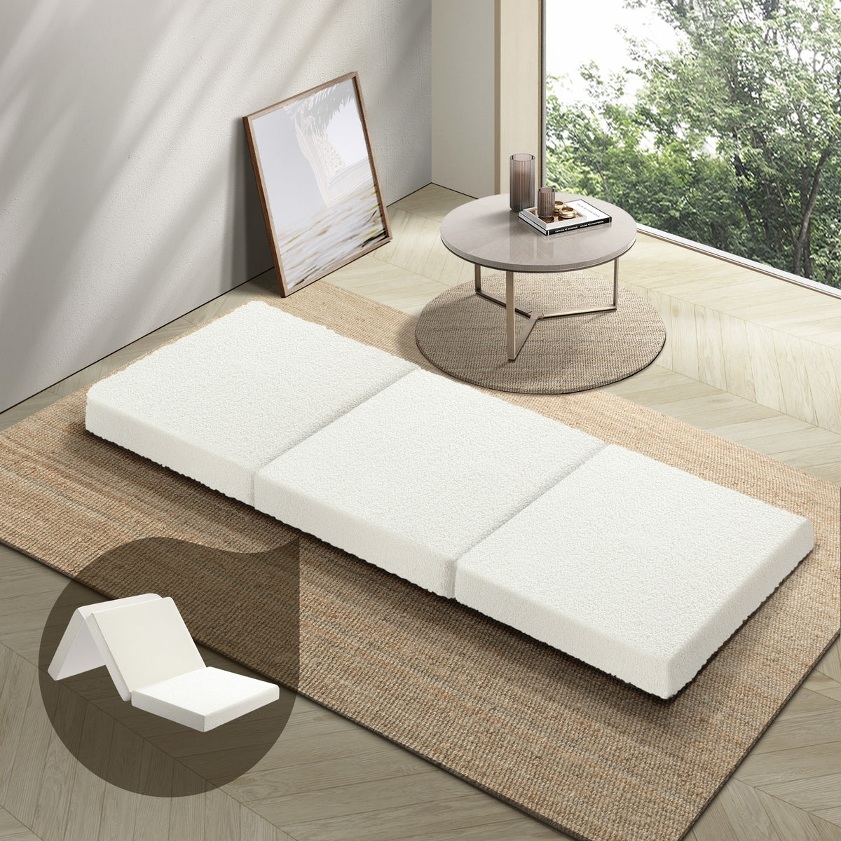 Bedra Sherpa Tri-Fold Folding Mattress Single