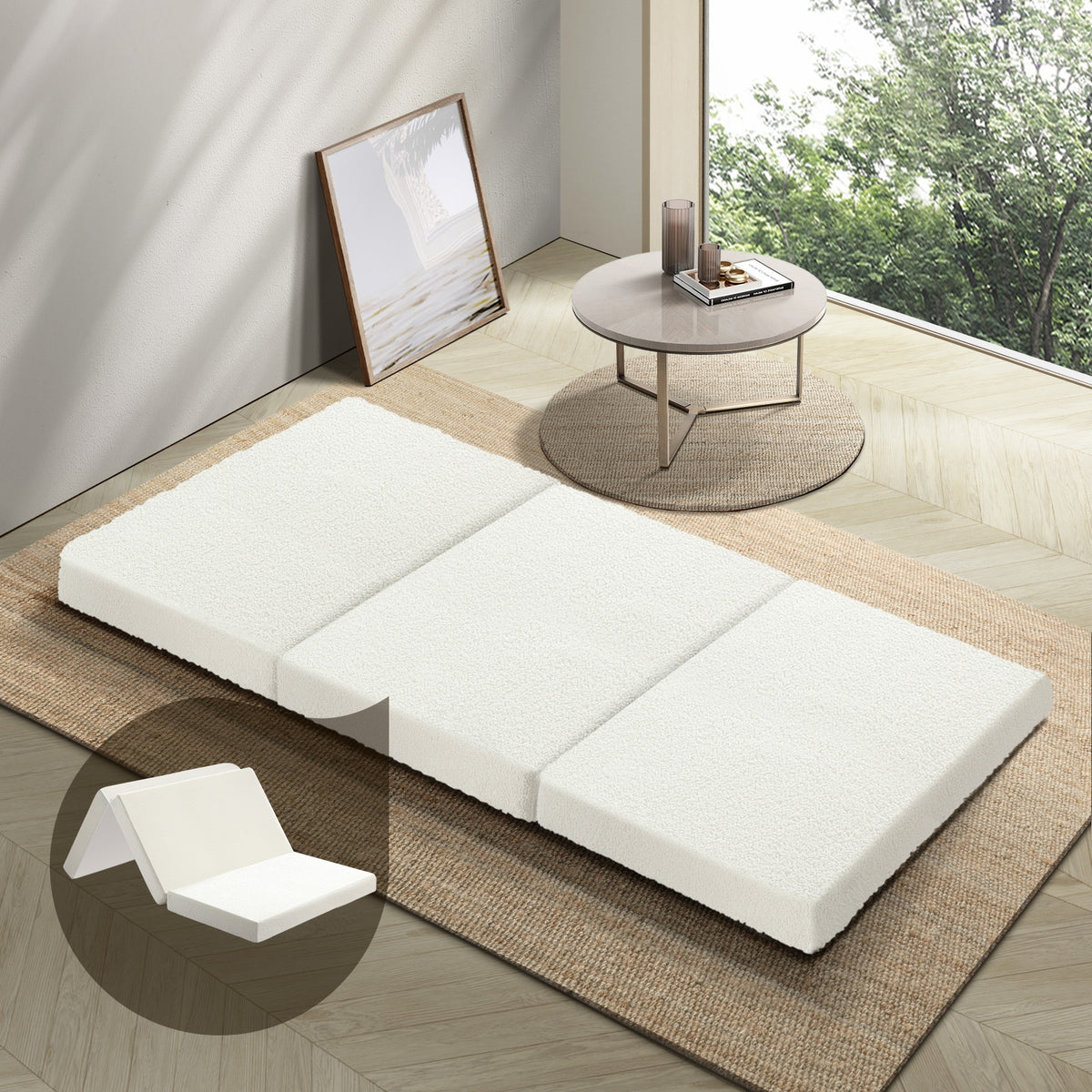 Bedra Sherpa Tri-Fold Folding Mattress Double