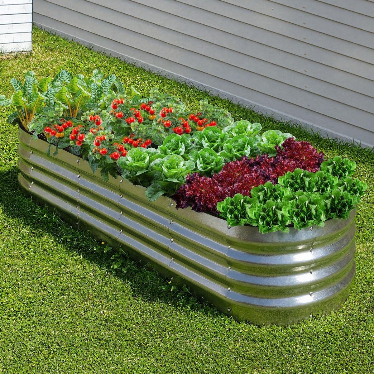 Livsip Oval Raised Garden Bed Galvanised Steel Planter 240x80x42cm Silver - product image 1