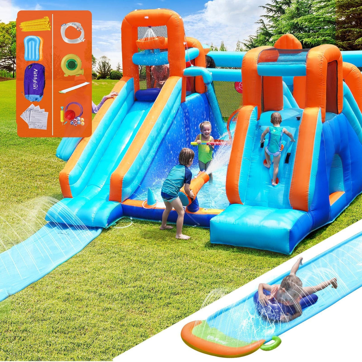 AirMyFun 12 Play Zones Inflatable Water Slide Jumping Castle