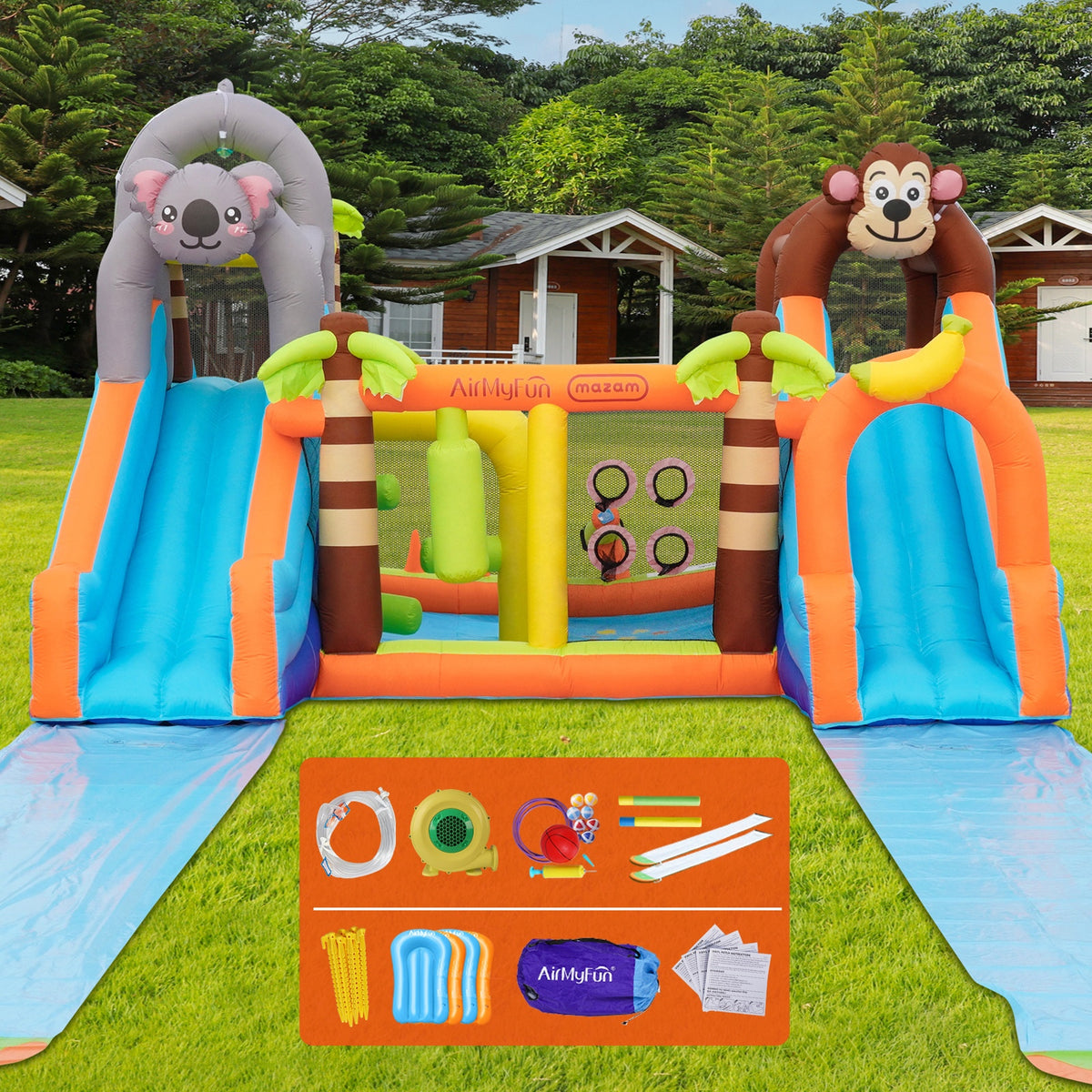 AirMyFun Animal Theme Inflatable Castle Water Slide