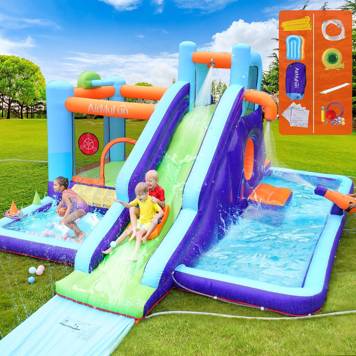 AirMyFun 11 Play Zones Inflatable Water Slide Trampoline