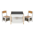 Oikiture Kid Table Set - White & Wood - Storage - Kids