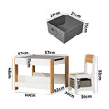 Oikiture Kid Table Set - White & Wood - Storage - Kids