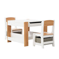 Oikiture Kid Table Set - White & Wood - Storage - Kids