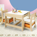 Oikiture Kid Table Set with Storage - Wood - Default Title
