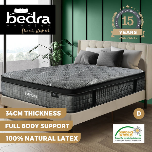 Bedra Latex Euro Top Pocket Spring 7-Zone Mattress 34cm Firm