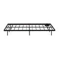 Oikiture Floating Metal Bed Frame Double Size Platform LED Storage AC USB Black - Queen