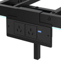 Oikiture Floating Metal Bed Frame Double Size Platform LED Storage AC USB Black - Queen