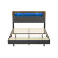 Oikiture Queen Double Size Bed Frame Floating Beds With LED Headboard USB Charge - Double