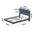 Oikiture Queen Double Size Bed Frame Floating Beds With LED Headboard USB Charge - Double