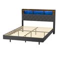Oikiture Queen Double Size Bed Frame Floating Beds With LED Headboard USB Charge - Double