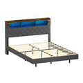 Oikiture Queen Double Size Bed Frame Floating Beds With LED Headboard USB Charge - Queen