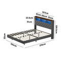 Oikiture Queen Double Size Bed Frame Floating Beds With LED Headboard USB Charge - Queen
