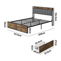 Oikiture Double Queen Metal Bed Frame Storage Headboard AC USB Charge - Double
