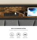 Oikiture Double Queen Metal Bed Frame Storage Headboard AC USB Charge - Double