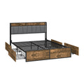 Oikiture Double Queen Metal Bed Frame Storage Headboard AC USB Charge - Queen