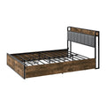 Oikiture Double Queen Metal Bed Frame Storage Headboard AC USB Charge - Queen