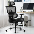 Oikiture Office Chair with Footrest - Black