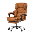 Oikiture Massage Office Chair Recliner Racing Chairs PU Footrest - Brown