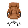 Oikiture Massage Office Chair Recliner Racing Chairs PU Footrest - Brown