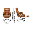 Oikiture Massage Office Chair Recliner Racing Chairs PU Footrest - Brown