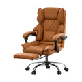 Oikiture Massage Office Chair Recliner Racing Chairs PU Footrest - Brown