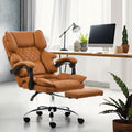 Oikiture Massage Office Chair Recliner Racing Chairs PU Footrest - Brown