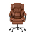 Oikiture Massage Office Chair Recliner Racing Chairs PU Footrest - Chocolate