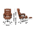 Oikiture Massage Office Chair Recliner Racing Chairs PU Footrest - Chocolate