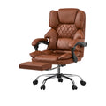 Oikiture Massage Office Chair Recliner Racing Chairs PU Footrest - Chocolate