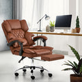 Oikiture Massage Office Chair Recliner Racing Chairs PU Footrest - Chocolate