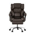 Oikiture Massage Office Chair Recliner Racing Chairs PU Footrest - Dark Brown