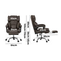 Oikiture Massage Office Chair Recliner Racing Chairs PU Footrest - Dark Brown
