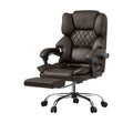 Oikiture Massage Office Chair Recliner Racing Chairs PU Footrest - Dark Brown