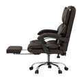 Oikiture Massage Office Chair Recliner Racing Chairs PU Footrest - Dark Brown
