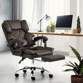 Oikiture Massage Office Chair Recliner Racing Chairs PU Footrest - Dark Brown