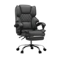 Oikiture Massage Office Chair Recliner Racing Chairs PU Footrest - Grey