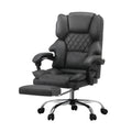 Oikiture Massage Office Chair Recliner Racing Chairs PU Footrest - Grey