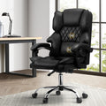 Oikiture Massage Office Chair Computer Racer PU Leather Seat Recliner - Black