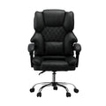 Oikiture Massage Office Chair Computer Racer PU Leather Seat Recliner - Black