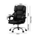 Oikiture Massage Office Chair Computer Racer PU Leather Seat Recliner - Black